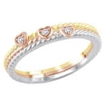 thumbnail image 1 of AFFY White Natural Diamond Accent Rope Textured Heart Stackable Three Ring Set in 10K Tri-Tone Solid Gold, 1 of 1