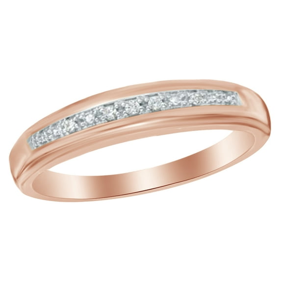AFFY White Natural Diamond Accent Wedding Band Ring In 10k Rose Gold