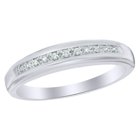 AFFY White Natural Diamond Accent Wedding Band Ring In 10k White Gold