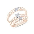 thumbnail image 1 of AFFY White Natural Diamond Accent Wedding Trio Band Ring Set In 10k Rose Gold (0.04 Cttw), 1 of 1