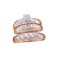 thumbnail image 1 of AFFY White Natural Diamond Accent Wedding & Engagement Trio Band Ring Set In 10k Rose Gold (0.08 Cttw), 1 of 1