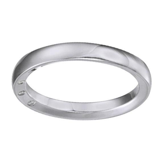 AFFY White Natural Diamond Accented Men's Anniversary Band Ring In 14K White Gold (0.03 Cttw)