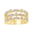 thumbnail image 1 of AFFY White Natural Diamond Alternating Geometric Three Row Ring in 10k Yellow Gold, 1 of 1
