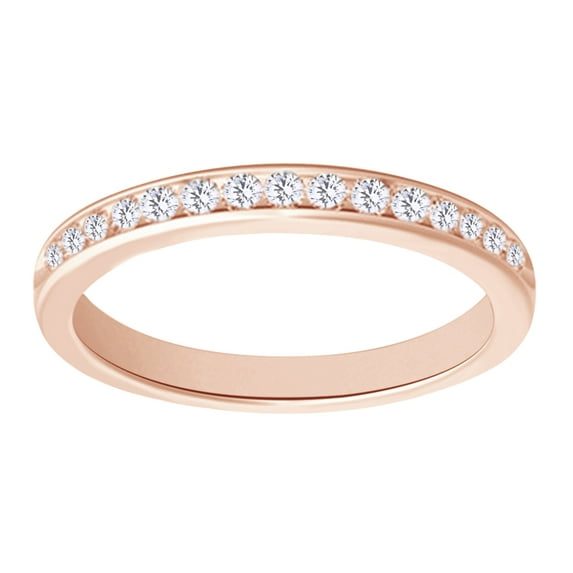 AFFY White Natural Diamond Anniversary Band Ring In 10k Rose Gold (0.25 Cttw)