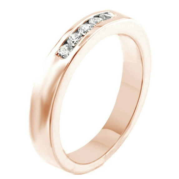 AFFY White Natural Diamond Anniversary Band Ring In 10k Rose Gold (0.25 Cttw)
