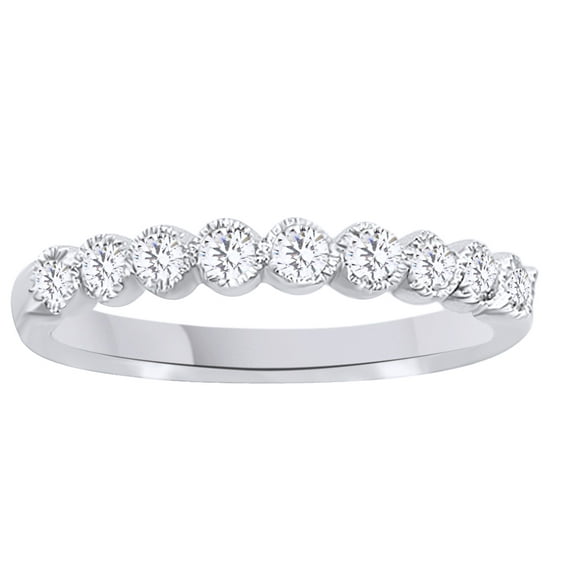 AFFY White Natural Diamond Anniversary Band Ring In 10k White Gold (0.33 Cttw)