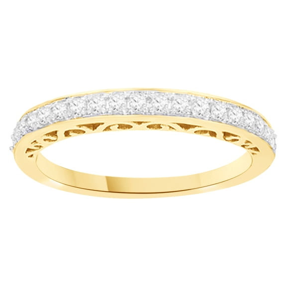 AFFY White Natural Diamond Anniversary Band Ring In 10k Yellow Gold (0.25 Cttw)