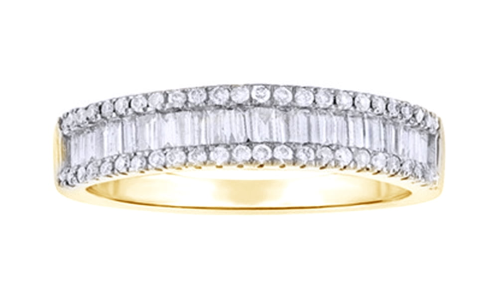 White Natural Diamond Anniversary Band Ring In 10k Yellow Gold (0.5 ...