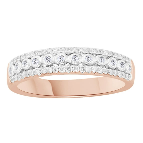 AFFY White Natural Diamond Anniversary Band Ring In 14k Rose Gold (0.33 Cttw)