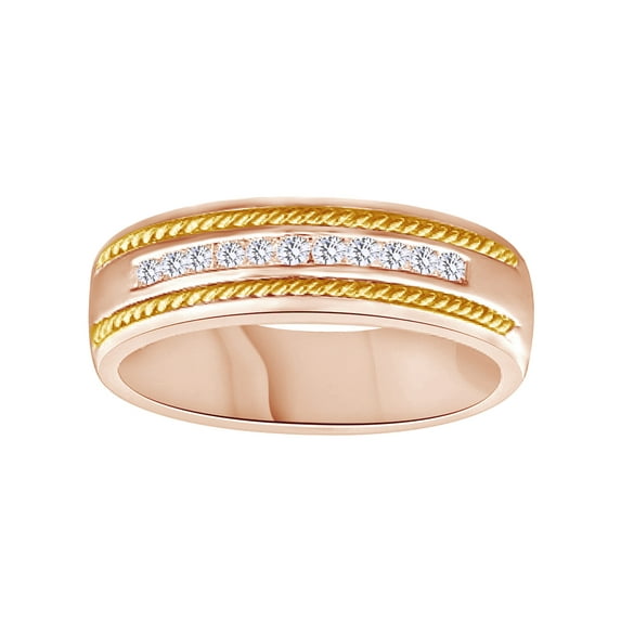 AFFY White Natural Diamond Anniversary Band Ring In 14k Rose Gold (0.4 Cttw)