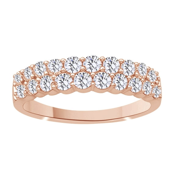 AFFY White Natural Diamond Anniversary Band Ring In 14k Rose Gold (1 Cttw)