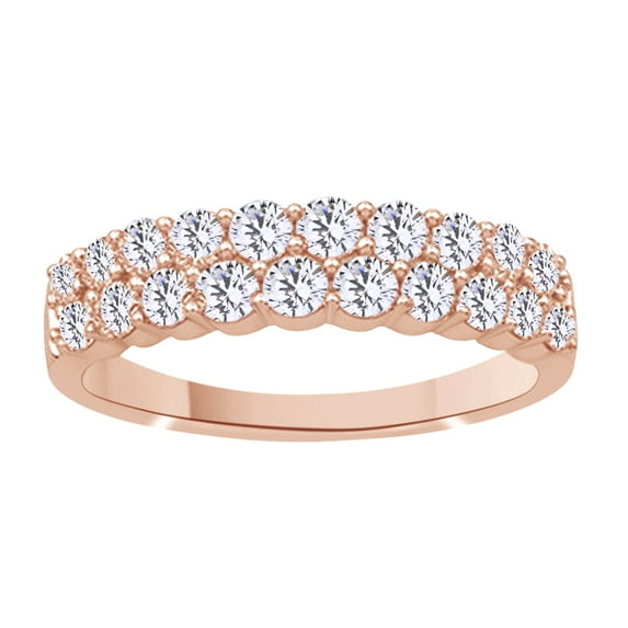 AFFY White Natural Diamond Anniversary Band Ring In 14k Rose Gold (1 Cttw)