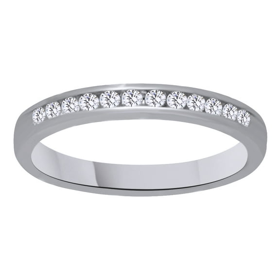 AFFY White Natural Diamond Anniversary Band Ring In 14k White Gold (0.25 Cttw)