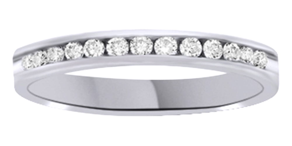 White Natural Diamond Anniversary Band Ring In 14k White Gold (0.25 ...