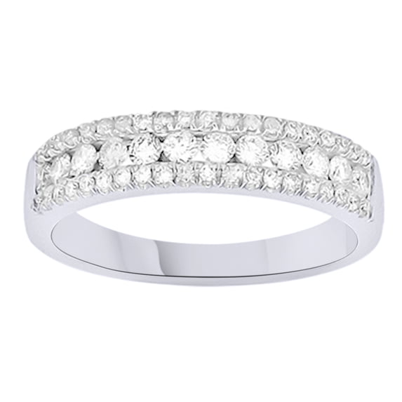 AFFY White Natural Diamond Anniversary Band Ring In 14k White Gold (0.33 Cttw)