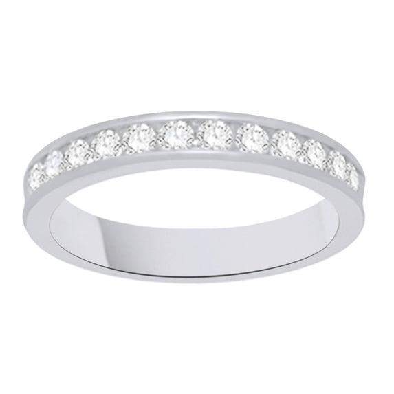 AFFY White Natural Diamond Anniversary Band Ring In 14k White Gold (0.33 Cttw)