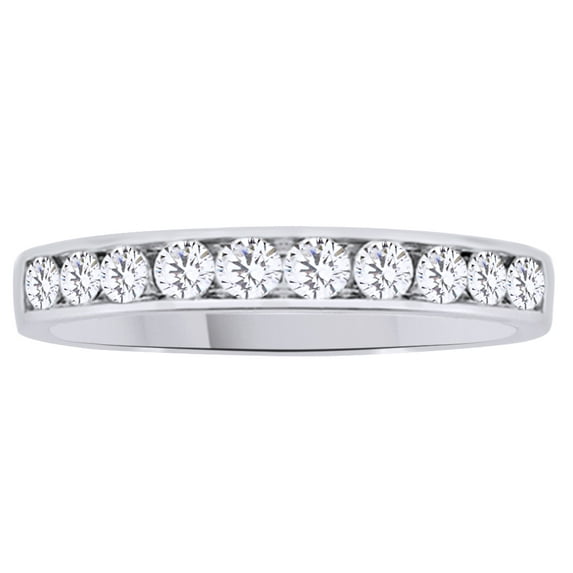 AFFY White Natural Diamond Anniversary Band Ring In 14k White Gold (0.33 Cttw)