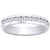 White Natural Diamond Anniversary Band Ring In 14k White Gold (0.5 Cttw ...
