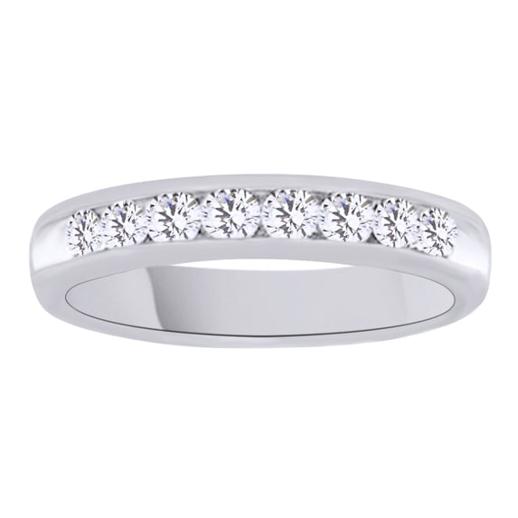 AFFY White Natural Diamond Anniversary Band Ring In 14k White Gold (0.5 Cttw)