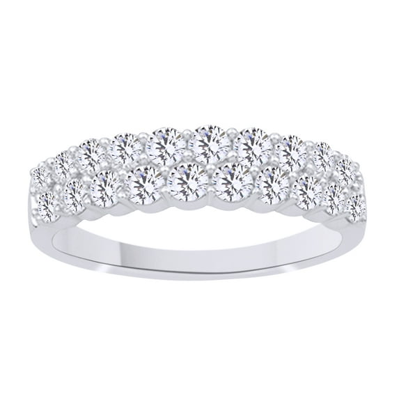 AFFY White Natural Diamond Anniversary Band Ring In 14k White Gold (1 Cttw)