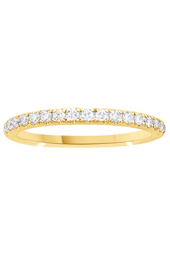 White Natural Diamond Anniversary Band Ring In 14k Yellow Gold (0.25 Cttw)