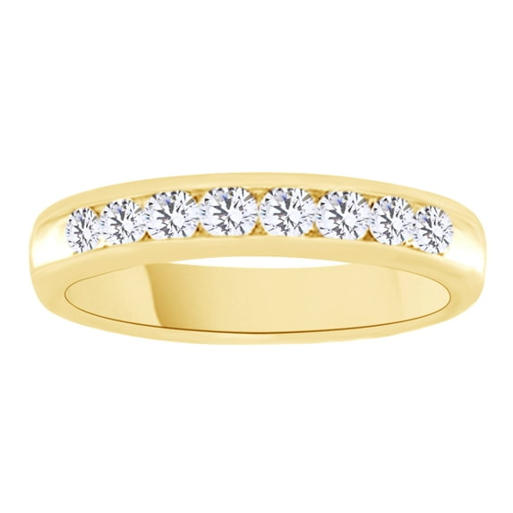 AFFY White Natural Diamond Anniversary Band Ring In 14k Yellow Gold (0.5 Cttw)