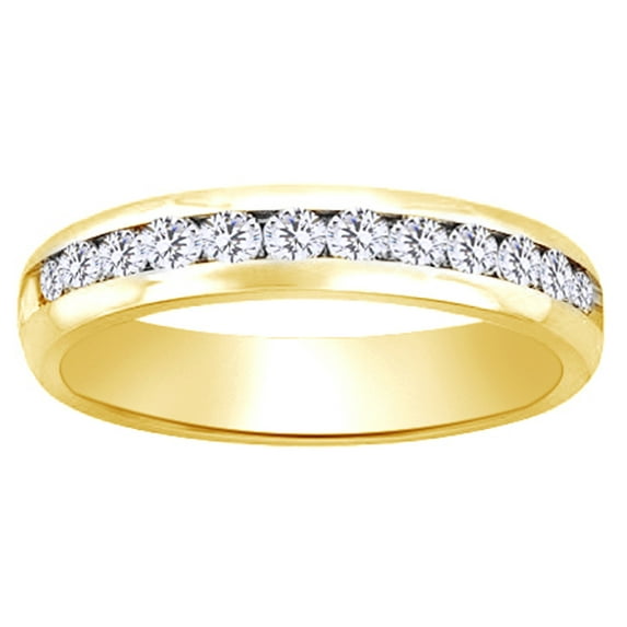 AFFY White Natural Diamond Anniversary Band Ring In 14k Yellow Gold (0.5 Cttw)
