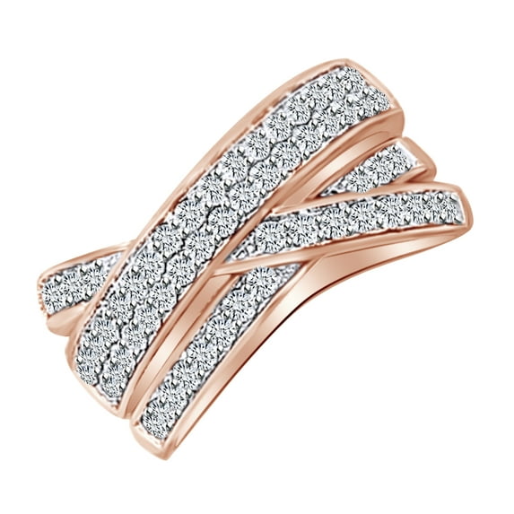 AFFY White Natural Diamond Anniversary Band Ring in 14k Rose Gold (1 Cttw) Ring Size : 10