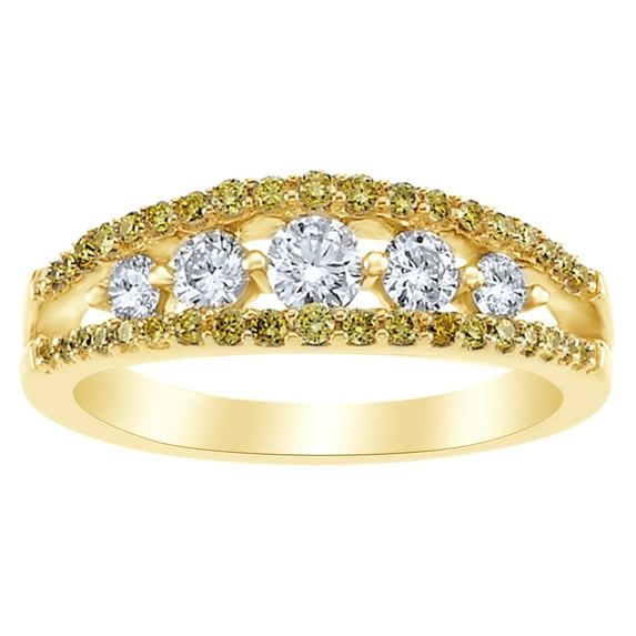 AFFY White Natural Diamond Anniversary Band Ring in 14k White Gold (0.75 Cttw) by
