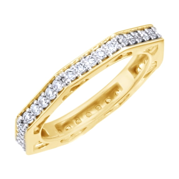 AFFY White Natural Diamond Anniversary Band Ring in 14k White Gold (0.75 Cttw)