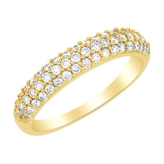 AFFY White Natural Diamond Anniversary Band Ring in 14k Yellow Gold (0.5 Cttw) Ring Size : 7