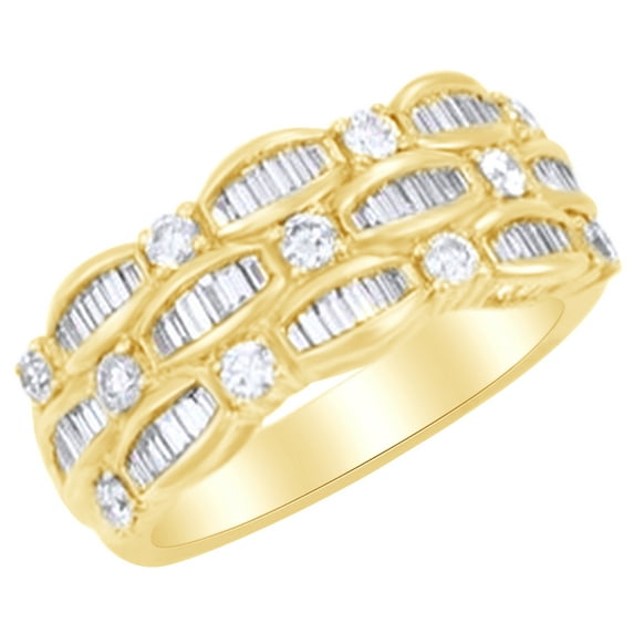 AFFY White Natural Diamond Anniversary Band Ring in 14k Yellow Gold (1.5 Cttw) Ring Size : 5
