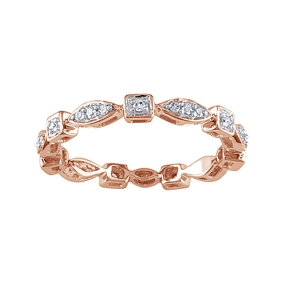 AFFY White Natural Diamond Anniversary Ring In 10k Rose Gold (0.2 Cttw)