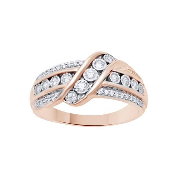 AFFY White Natural Diamond Anniversary Ring In 10k Rose Gold (0.33 Cttw)