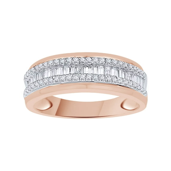 AFFY White Natural Diamond Anniversary Ring In 10k Rose Gold (0.5 Cttw)