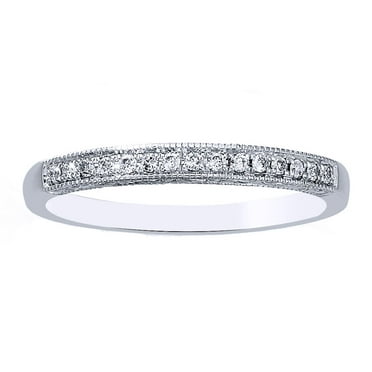 AFFY White Natural Diamond Anniversary Ring In 10k White Gold (0.1 Cttw)