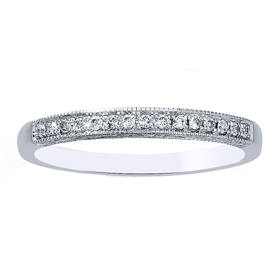 AFFY White Natural Diamond Anniversary Ring In 10k White Gold (0.1 Cttw)