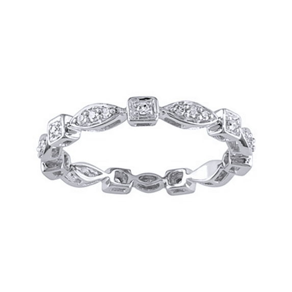 AFFY White Natural Diamond Anniversary Ring In 10k White Gold (0.2 Cttw)