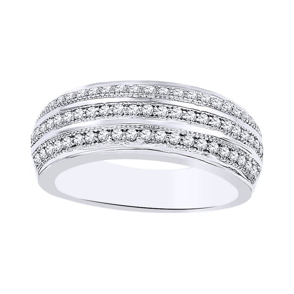 AFFY White Natural Diamond Anniversary Ring In 10k White Gold (0.38 Cttw)