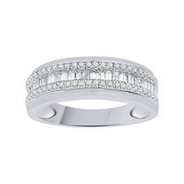 AFFY White Natural Diamond Anniversary Ring In 10k White Gold (0.5 Cttw)