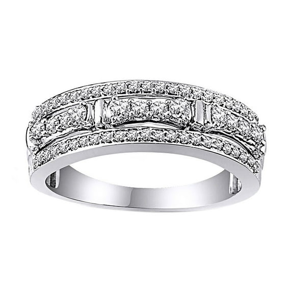 AFFY White Natural Diamond Anniversary Ring In 10k White Gold (0.5 Cttw)