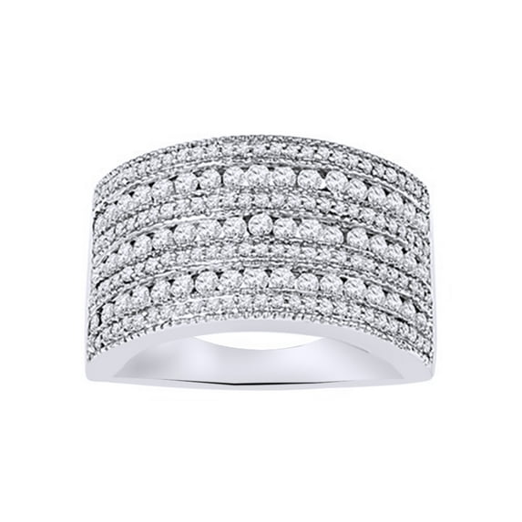 AFFY White Natural Diamond Anniversary Ring In 10k White Gold (1 Cttw)