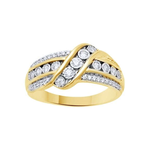 AFFY White Natural Diamond Anniversary Ring In 10k Yellow Gold (0.33 Cttw)