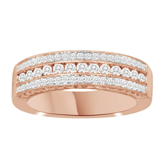 AFFY White Natural Diamond Anniversary Ring In 14k Rose Gold (0.5 Cttw)