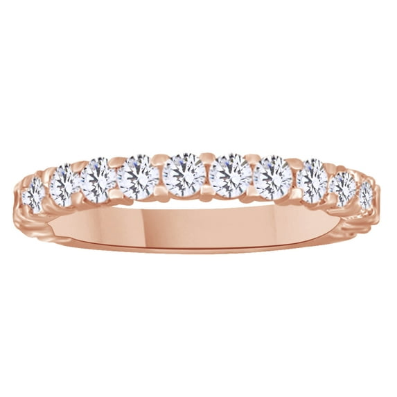 AFFY White Natural Diamond Anniversary Ring In 14k Rose Gold (0.5 Cttw)