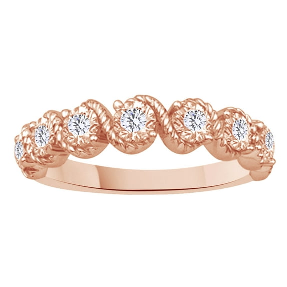 AFFY White Natural Diamond Anniversary Ring In 14k Rose Gold (1 Cttw)