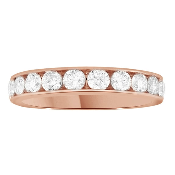 AFFY White Natural Diamond Anniversary Ring In 14k Rose Gold (1 Cttw)