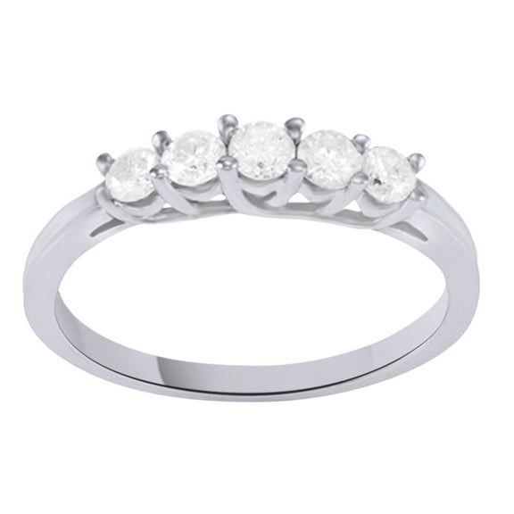 AFFY White Natural Diamond Anniversary Ring In 14k White Gold (0.5 Cttw)