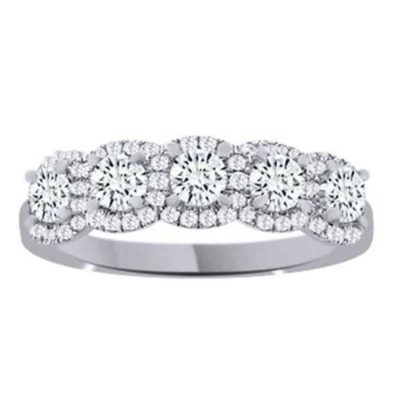 AFFY White Natural Diamond Anniversary Ring In 14k White Gold (0.5 Cttw)