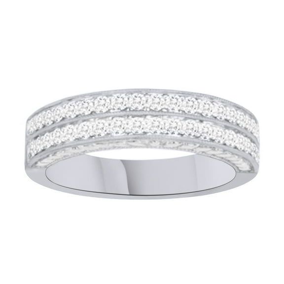 AFFY White Natural Diamond Anniversary Ring In 14k White Gold (1 Cttw)